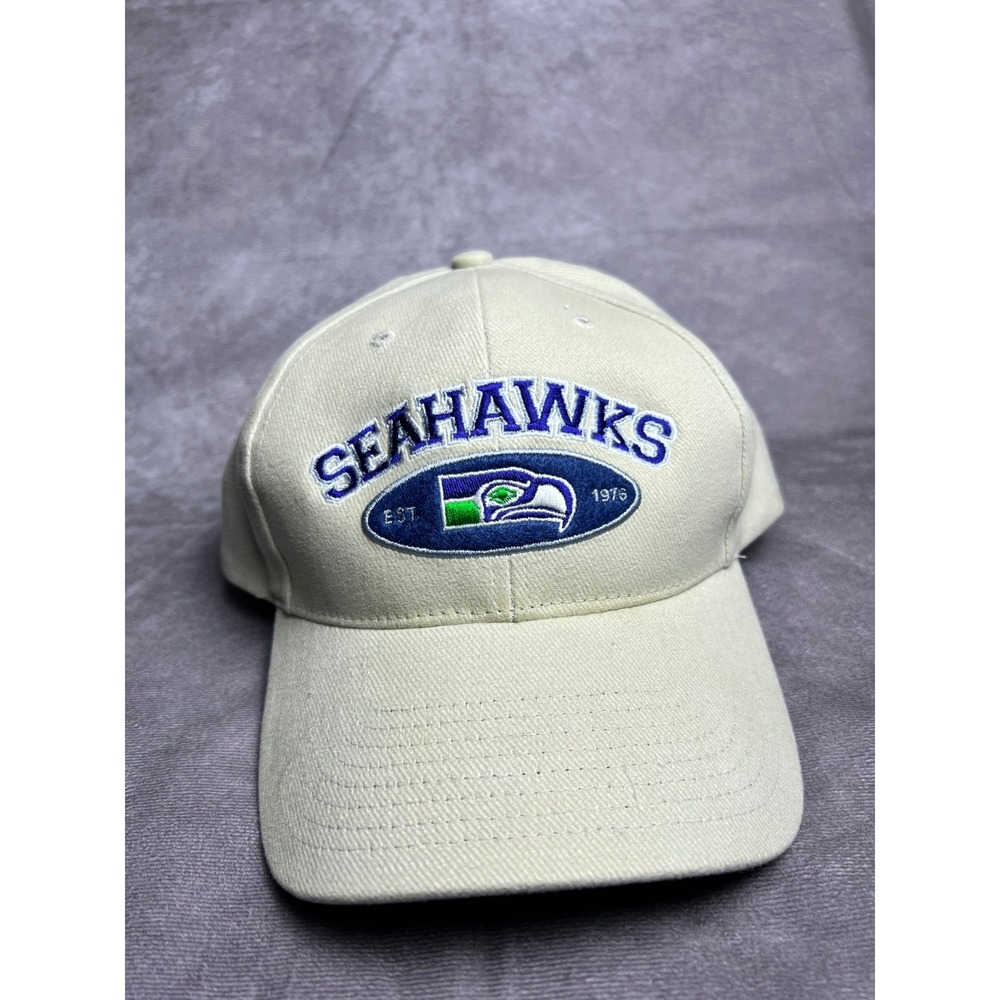 Twins Enterprise Seattle Seahawks NFL Men Hat OS Cream Blue Embroidered Vintage